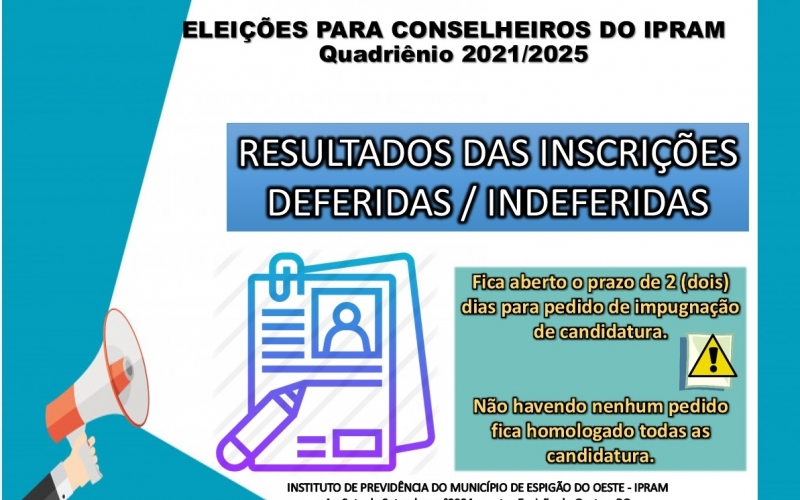 Resultado das Inscrições Deferidas/Indeferidas para Conselheiros do IPRAM